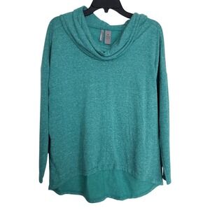New Directions Weekend‎ Cowl Neck Long Sleeve Heathered Teal Top Size M